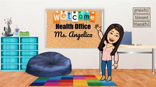 A cartoon of Ms. Angelica from the health office